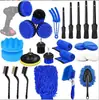 Kit de 24 peças para limpeza de carro, kit profissional de limpeza automotiva, escova para rodas, escova para ar condicionado, escova para interior, remove sujeira sem danificar