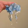 Pendientes de flor bohemia para mujer, ambiente de vacaciones en la playa, pendientes de botón con borlas, clips para orejas, ultra-fairy, de alta gama, pendientes exagerados