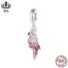 Aifule New Pink Gradient papagaio pingente s925 prata esterlina banhado a platina pássaro frisado jóias acessórios