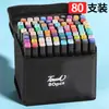 Conjunto de canetas marcadoras pretas dupla face para estudantes, jardim de infância, canetas de desenho para arte anime, canetas de aquarela infantis, atacado