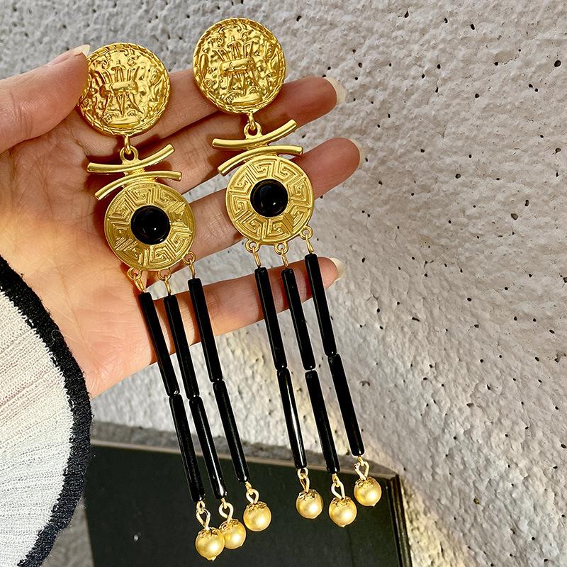 2212110 (1)  欧美流苏耳环轻奢高级感个性长款冷淡