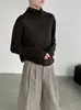 Suéter de Lana Taowan de Canalé con Cuello Medio Alto 26 Otoño Color Sólido Versátil Adelgazante Manga Larga Camisa Base Cepillada YL527