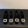 Zapatos Mary Jane de Pedrería Estilo Noche Francés para Mujer, Zapatos Peludos sin Cordones, Zapatos de Algodón Planos Cálidos con Más Terciopelo