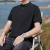 [Piqué de Oxígeno Helado] Camisa Polo de Malla Transpirable para Hombre de Manga Corta de Verano con Cuello Camisero Top de Color Sólido Elegante para Negocios