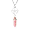 Moda Transfronteriza Europea y Americana Collar de Columna Hexagonal de Cristal de Imitación Colgante Simple Retro Hueco de Estrella de Cinco Puntas Cadena para Clavícula para Mujeres