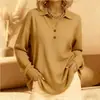 Enviado 2025 Moda Transfronteriza Decoración de Botones Cuello Polo Tono Gris Tejido Ropa de Abrigo para Mujer Top Blanco