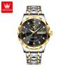 Reloj marca Oli Shi nuevo espejo de diamante reloj de cuarzo doble calendario escala de diamante luminosa reloj para hombre