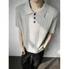Camisa Polo de Moda de Verano para Hombre de Marca Trendy con Cuello de Solapa, Corte Ajustado, Mangas Cortas, Top Tejido, Estilo Old Money