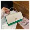 Elegante bolso de hombro de otoño para mujer, nuevo diseño tejido, bolso cuadrado pequeño de moda, estilo coreano, simple y elegante, con correa de cadena, bolso cruzado de moda