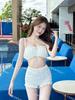 Nuevo Top de Tubo Bikini de Vacaciones Tailandesas Cubriendo el Vientre, Aspecto Adelgazante, Estilo Conservador Pura Pasión Traje de Baño tipo Boxer de Cintura Alta con Abertura para Mujer