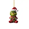 Navidad Transfronteriza Nuevo Acrílico Letra de Navidad Grinch Decoración de Árbol de Navidad Regalo Festivo Cabello Verde Colgante para el Hogar