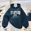 Moletom Espesso com Forro de Lã Estilo Coreano Solto Estampado com Capuz Jaqueta Outono Inverno para Mulheres 2026