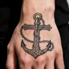 Pegatinas de Tatuaje Herbales de Ancla Cruzada Impermeables de Larga Duración 7~15 Días Hombres y Mujeres Estilo Náutico Tatuaje Tradicional Brazo y Pierna