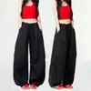 Pantalones Cargo Casuales Sueltos de Streetwear de Nicho para Mujer Caqui Cintura Alta Adelgazantes Nuevos Delgados Pierna Ancha Secado Rápido Pantalones Paracaidistas
