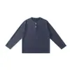 Ropa de Hombre de Moda Estilo Americano Camiseta Retro Lavada de Manga Larga Jersey de Punto Waffle Bf Corte Holgado Retro Americano