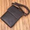 Atacado transfronteiriço de novas bolsas de ombro casuais masculinas, bolsas tiracolo de couro crazy horse, bolsas artesanais de couro genuíno, bolsas simples para iPad
