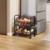 Carrinho Pequeno de Cozinha Prateleira de Armazenamento Doméstica de Chão Móvel Prateleira Multicamadas Cesta de Frutas e Legumes Multifuncional Prateleira de Armazenamento