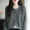 Cárdigan de punto redondo de estilo francés con puntos de colores para mujer, modelo nuevo 2026, corte holgado, adelgazante, de manga larga, abrigo suéter cálido