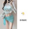 2025 Nuevo Traje de Baño Bikini Dividido para Mujer Deseo Puro Resort Aguas Termales Bikini Blusa Manga Larga Traje Protección Solar