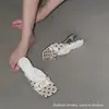 Sandalias de tacón alto de estilo francés con lazo y punta abierta 2026, nuevas y versátiles para la playa, chanclas sin cordones para mujer, cómodas para el uso exterior en verano