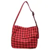 Bolsa de mano de cuadros casual artística estilo coreano, bolso cruzado versátil de alta gama moderno y elegante para mujer