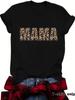 Em estoque na Europa e América Camiseta de Gola Redonda e Manga Curta MAMA Estampa de Leopardo Verão Nova Confortável