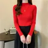 Tricô com gola alta meia, novo estilo 2026, segunda pele afunilada para mulheres, outono/inverno, suéter interno de alta qualidade