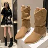 Botas de Salto Bloco 2026, Estilo Coreano, Salto Alto Marrom Elegante, Novas Botas Curtas Vintage para Mulheres, Botas Martin Versáteis, Botas Slim para Mulheres