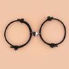 Pulsera Magnética de Hebilla Negra y Blanca en Forma de Corazón, Cuerda de Milán Trenzada, Pulsera Ajustable para Pareja o Mejor Amiga, Moda y Tendencia