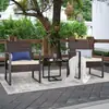Amazon Patio Sofá Silla de Ratán al Aire Libre Mesa de Café Sofá Juego de 3 Piezas Combinación Exterior Impermeable Protección Solar Ocio
