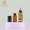 En Stock Marrón Transparente 5ml Botella Roller para Aceites Esenciales, Roll-On de Vidrio 3ml Botella de Vidrio para Perfume, Botella Dispensadora Cosmética
