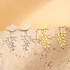 Pendientes Colgantes de Hoja Brillantes Tridimensionales Pendientes de Temperamento Transfronterizos Europeos y Americanos Pendientes Metálicos de Gama Alta para Mujer Pendientes de Otoño e Invierno