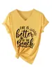 La vida es mejor en la estación independiente de Amazon eBay camiseta casual de moda para mujer de manga corta con cuello en V
