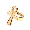Joyería Haiteng Moda europea y americana Acero inoxidable Cruz Hueco Simple Personalidad Anillo de joyería de acero de titanio para hombres y mujeres