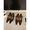Tacones altos estilo francés, zapatos planos marrones retro, zapatos de mujer, nueva colección de verano 2024, estilo Mary Jane, zapatos negros de trabajo
