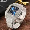 Reloj Missfox Popular Europeo y Americano Escala Romana Moda de Gama Alta Hip-Hop Diamante Totalmente Diamantado Cuadrado Reloj para Hombre
