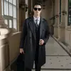 2025 Novo Outono e Inverno Lã Pura Lado Duplo Lã Roupa Exterior Solta Cor Pura Gola de Terno Comprimento Médio Roupa Exterior Top