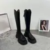 Botas Femininas de Solado Grosso e Salto Grosso 2025 Novas Outono e Inverno Botas de Cavaleiro Altas Acima do Joelho Botas de Cano Largo para Pernas Grossas