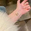 Pulseira de Zircônia Banhada a Ouro Real 18K, Pulseira Minimalista Estilo Ins Coreano de Alta Qualidade, Joias de Design de Nicho de Luxo Leve Atacado