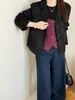 ¡Toma real en stock!~ Blazer de gamuza Maillard para mujer con silueta nueva y diseño holgado, chaqueta casual de nicho, 3 colores