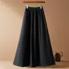 Falda de Lino y Algodón de Alta Gama para Mujer, Nuevo Estilo de Verano, Longitud Media Petite, Corte Holgado, Adelgazante, Falda Larga con Dobladillo Ancho