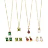 Conjunto de Joias Transfronteiriço Europeu e Americano para Mulheres Aço Inoxidável Dourado 18K Colar Brincos de Temperamento Luxo Leve Toque de Alto Padrão Em Estoque Atacado