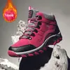 Zapatos de Senderismo para Pareja Otoño e Invierno Forrados de Lana Calientes Zapatos de Viaje Botas de Nieve para Exteriores de Mujer Antideslizantes Zapatos Deportivos de Senderismo para Hombre