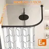 Barra telescópica para cortina de ducha sin agujeros, forma de L curva, forma de U, riel curvo, baño, baño, impermeable, ducha, cortina divisoria de ducha
