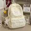 Mochila transfronteriza modelo 2026 estilo japonés con estampado de dibujos animados lindos y ribete de encaje estilo ballet, dulce bolsa de doble hombro