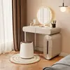 Tocador Minimalista Italiano Tocador Pequeño Apartamento Dormitorio Mesa de Maquillaje Retráctil Móvil Gratuito Almacenamiento Integrado Tocador