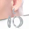 Pendientes de Cruz Geométricos de Lujo Microincrustados Moda Europea y Americana Hebilla de Oreja Exquisita Estilo Frío Pendientes de Gama Alta para Mujer