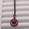 Anillo de Arena Dorada Púrpura y Cinabrio de Contenido Alto y Bajo Natural, Colgante de Cuenta Redonda, Collar con Anillo, Colgante Estilo Pareja, Estilo Moderno para Hombres y Mujeres