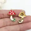 Mezcla de 5 Colgantes de Aleación de Hongo con Goteo de Aceite Rojo, Colgantes para Llavero DIY Hechos a Mano, Collares, Materiales para Accesorios de Joyería