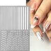 Nuevas pegatinas de uñas transfronterizas con diseño de línea francesa, pegatinas adhesivas para uñas con ondas de sonrisa, venta al por mayor